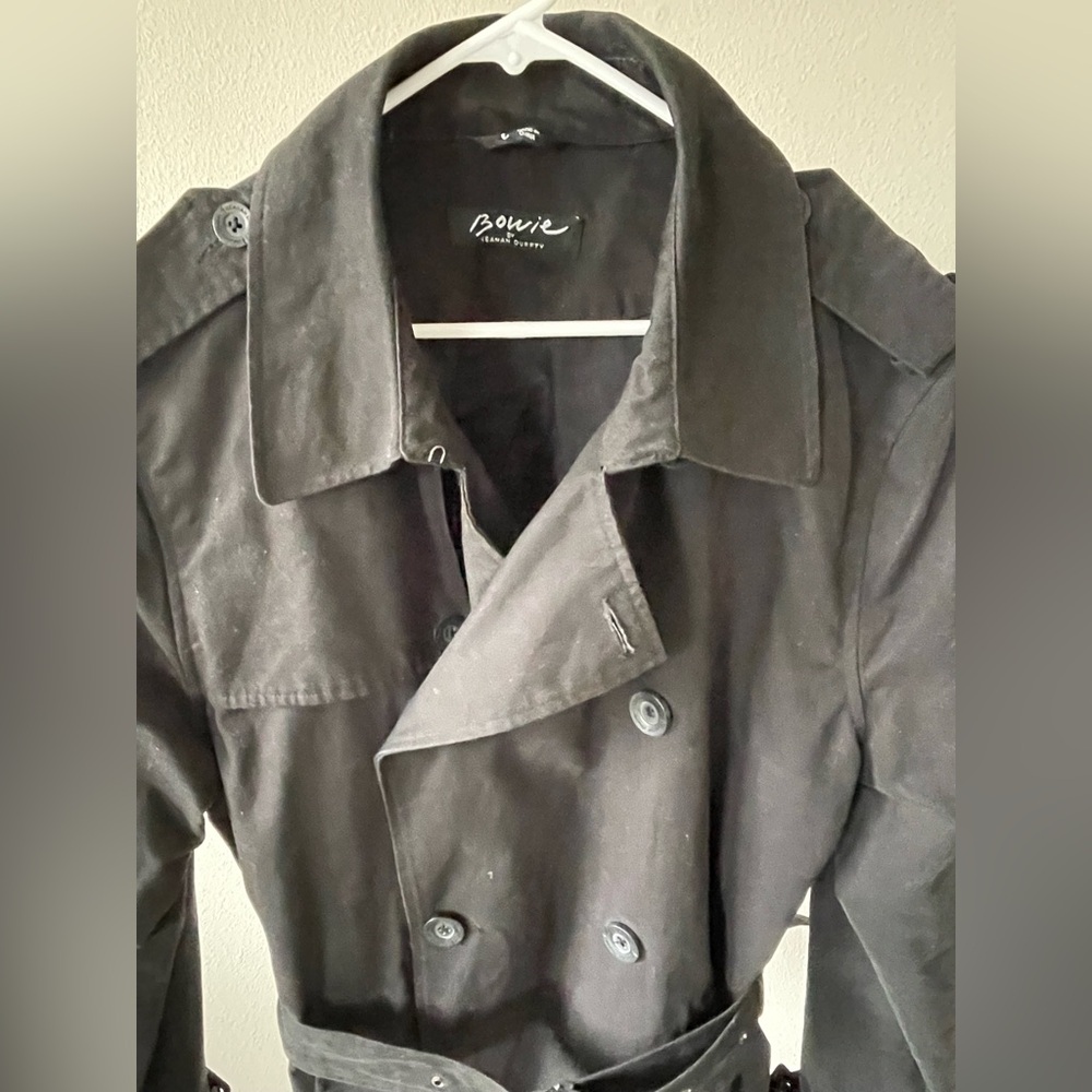 Black Double-Breasted Trench Coat - Picture 4 of 5